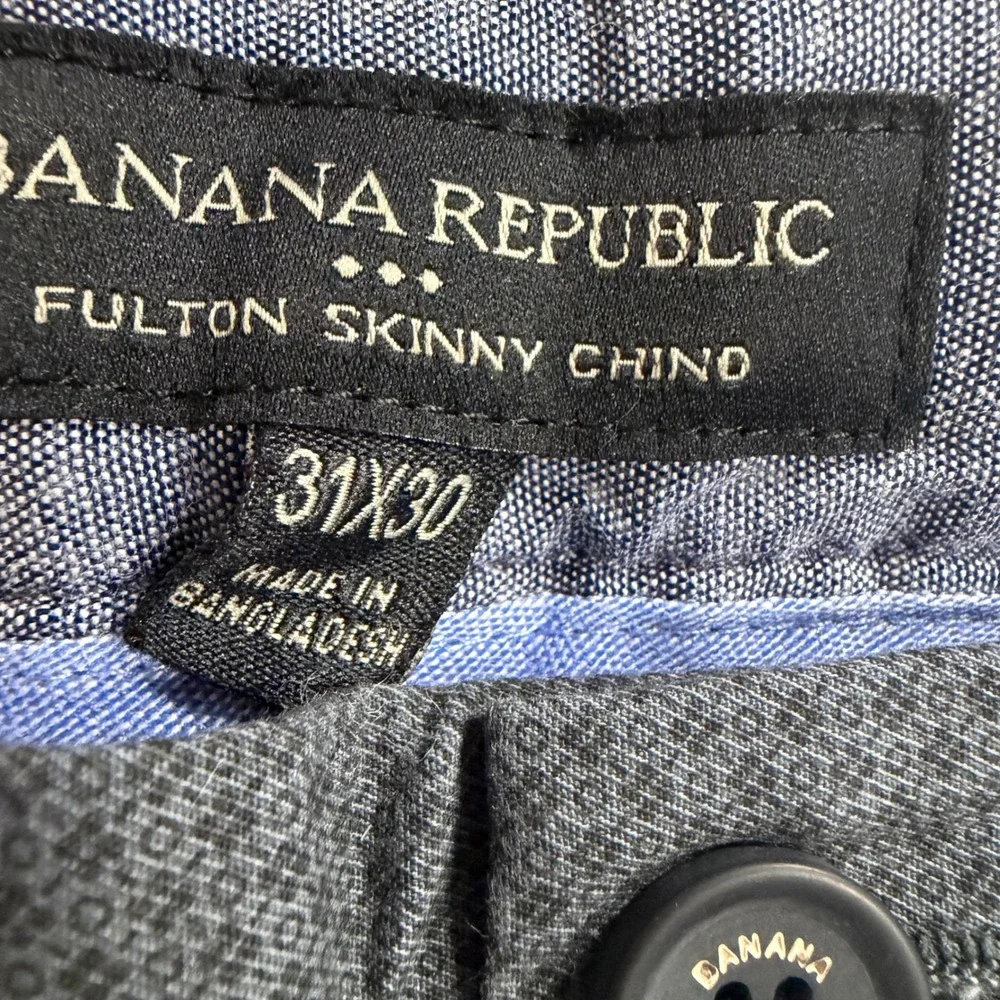 Banana Republic Fulton Skinny Chino Pants Mens 31x30 Grey Geometric Stretch